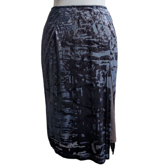Grey Black Burnout Velvet Party Skirt Size S - Picture 1 of 12